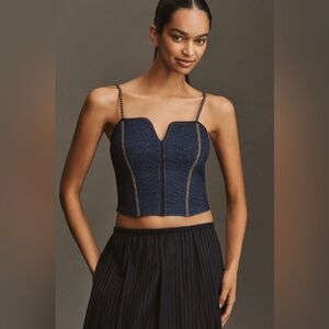 Anthropologie Crop Corset Sweater Tank Top in Dark Denim